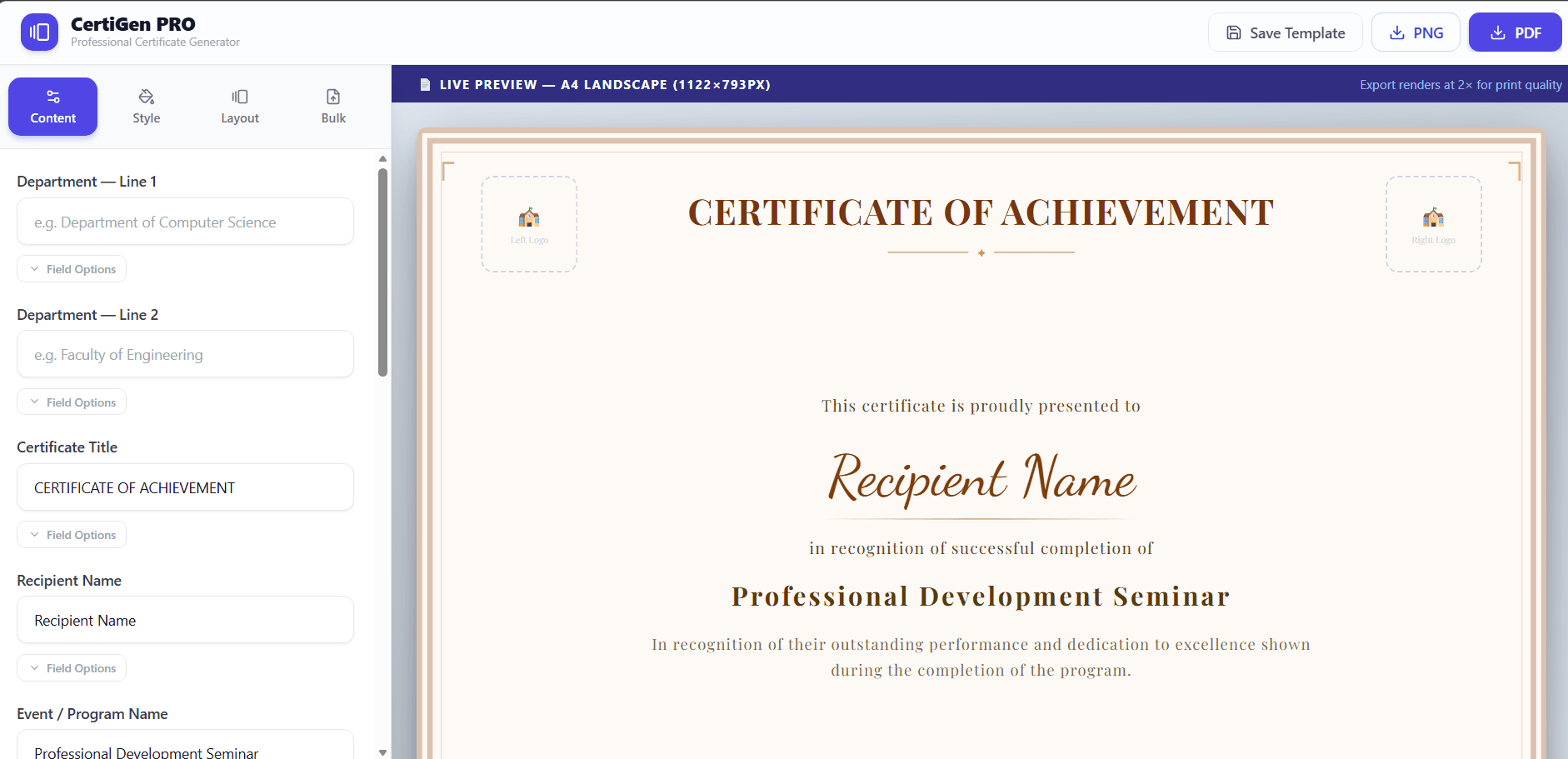 CertGen is a web-based certificate generation